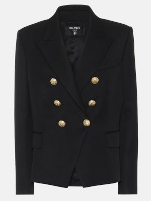 Шерстяной пиджак Balmain черный