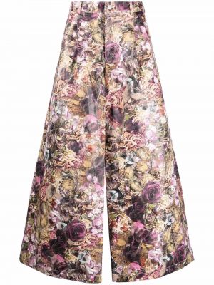 Relaxed fit hlače s cvetličnim vzorcem s potiskom Comme Des Garçons Homme Plus vijolična