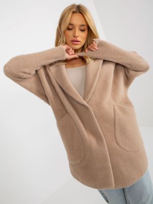 Płaszcz wełniany z alpaki relaxed fit Fashionhunters beżowy