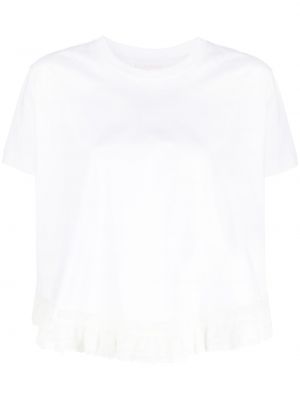 Тениска с кръгло деколте с дантела See By Chloé бяло