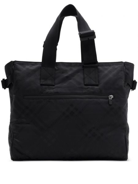 Nakupovalna torba s karirastim vzorcem iz žakarda Burberry črna
