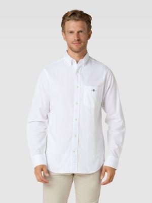 Koszula na guziki bawełniana puchowa Gant biała