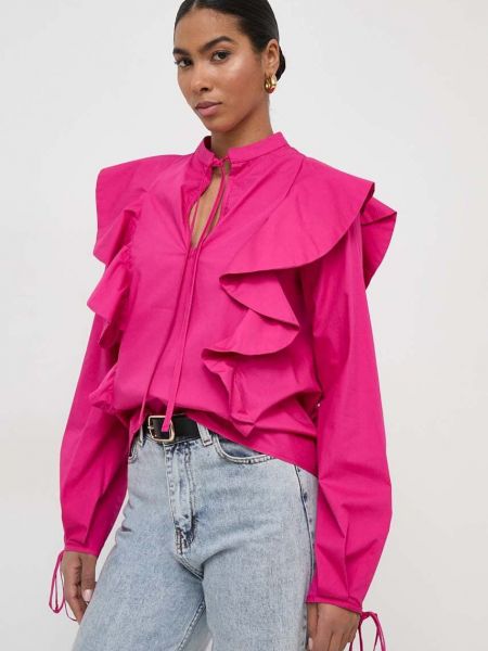 Однотонная хлопковая блузка Silvian Heach розовая