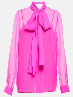 Camicetta di seta di chiffon Costarellos rosa