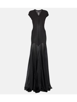 Jedwabna sukienka długa z dżerseju Rick Owens czarna