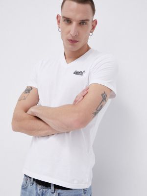 Bavlněné tričko s aplikacemi Superdry bílé