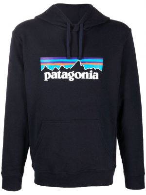 Bluza z kapturem z nadrukiem Patagonia niebieska