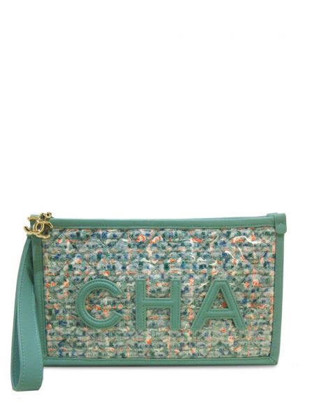 Tviid pidulikud kott Chanel Pre-owned roheline