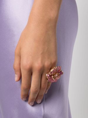 Gėlėtas žiedas su kristalais Swarovski