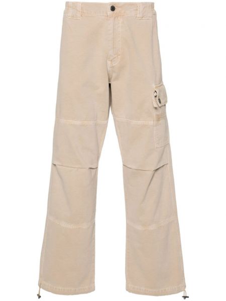Βαμβακερό παντελόνι με κέντημα Moschino μπεζ