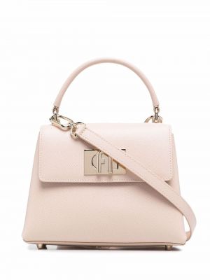 Lær shoppingbag Furla beige