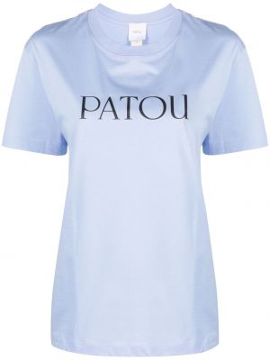 T-shirt en coton à imprimé Patou bleu