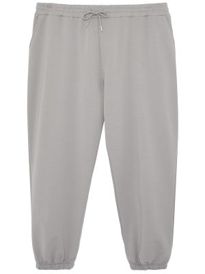 Oversized bavlněné sportovní kalhoty Trendyol šedé