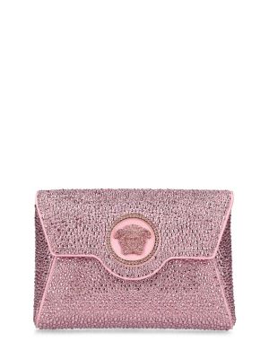 Bolso clutch de raso de cristal Versace rosa
