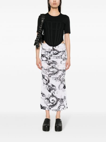 Drapiruotas džinsinis sijonas Versace Jeans Couture