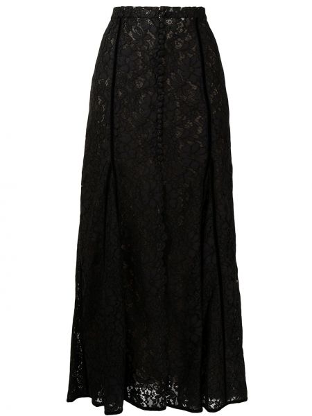 Falda larga plisada de encaje Costarellos negro