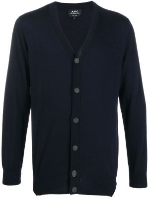 Cardigan en tricot à col v A.p.c. bleu