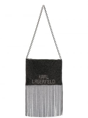 Чанта за ръка с ресни Karl Lagerfeld черно