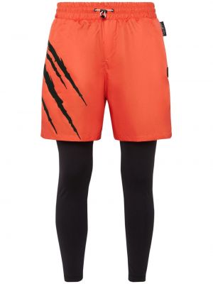 Pantaloni scurți de sport cu imagine Plein Sport portocaliu