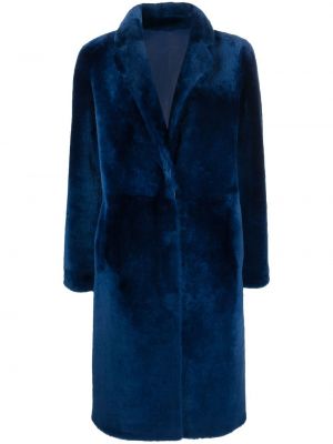 Palton din lână merinos reversibil Yves Salomon albastru