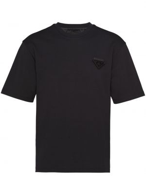 Памучна тениска Prada черно