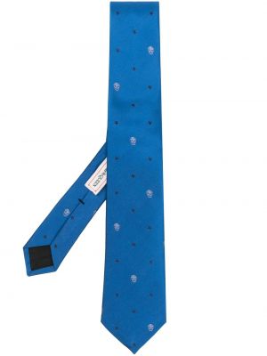 Cravatta in tessuto jacquard Alexander Mcqueen blu