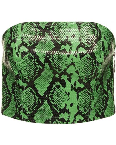 Kožený top s potiskem s hadím vzorem Simon Miller zelený