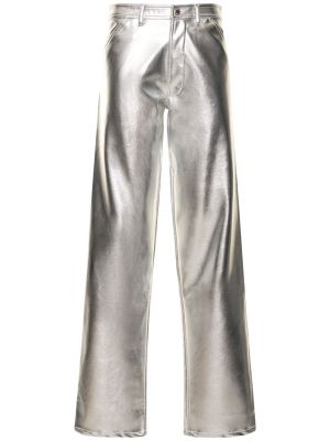 Pantaloni din piele din piele ecologică Des Phemmes argintiu