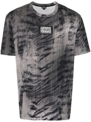 Тениска с принт с абстрактен десен Just Cavalli сиво