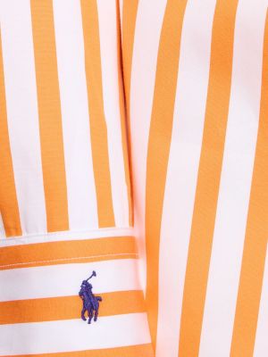 Pruhovaná bavlnená košeľa Polo Ralph Lauren oranžová
