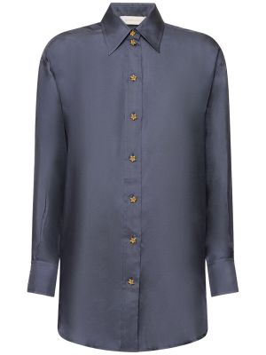 Voľná hodvábna košeľa Zimmermann modrá