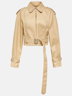 Bavlněná kožená bunda Victoria Beckham béžová