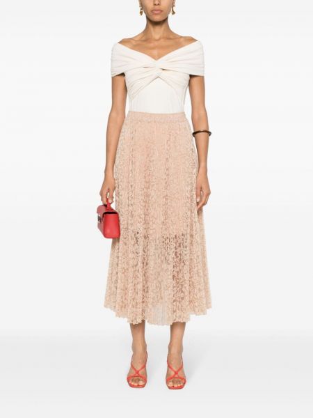 Krajkové plisované midi sukně Ermanno Scervino růžové