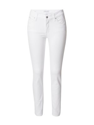 Kitsa lõikega teksapüksid Calvin Klein Jeans valge