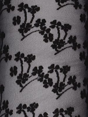 Kvetinové pančuchové nohavičky so sieťovinou Wolford čierna