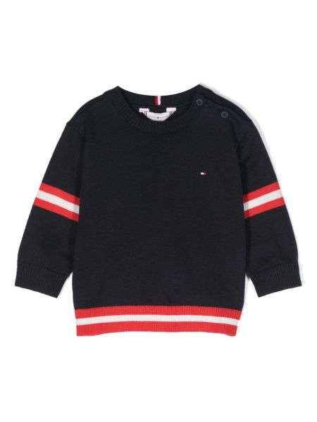 Trøje stribet sweatshirt for piger Tommy Hilfiger Junior blå