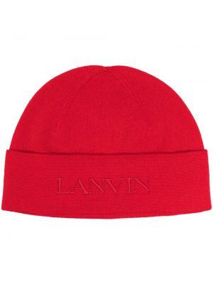 Vlnená čiapka s výšivkou Lanvin červená
