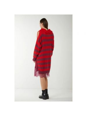Vestido a rayas de encaje de lana mohair Twinset rojo