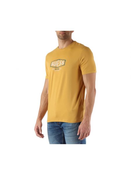 Slim fit t-shirt aus baumwoll Guess gelb