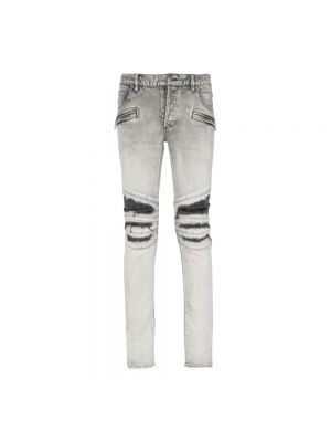 Jeans skinny effet usé slim Balmain gris