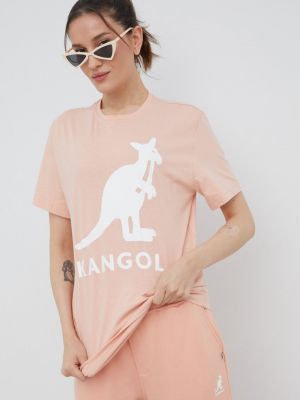Pamučna majica Kangol ružičasta