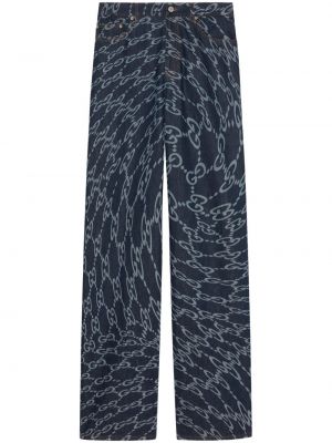 Bootcut jeans mit print ausgestellt Gucci blau