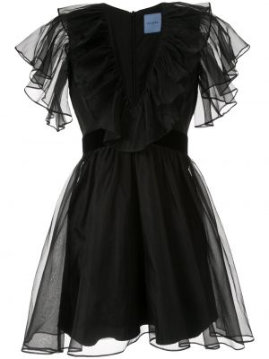 Hedvábné mini šaty na zip s výstřihem do v Macgraw - černá