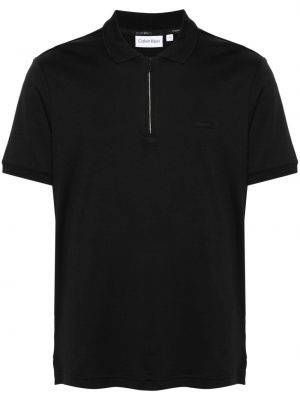 Памучна поло тениска Calvin Klein черно