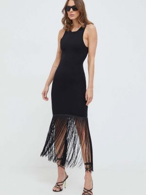 Czarna sukienka mini dopasowana Bardot