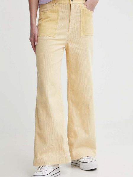 Żółte proste spodnie z wysoką talią sztruksowe Billabong