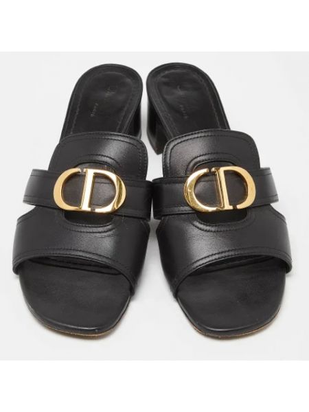 Retro sandalias de cuero Dior Vintage negro