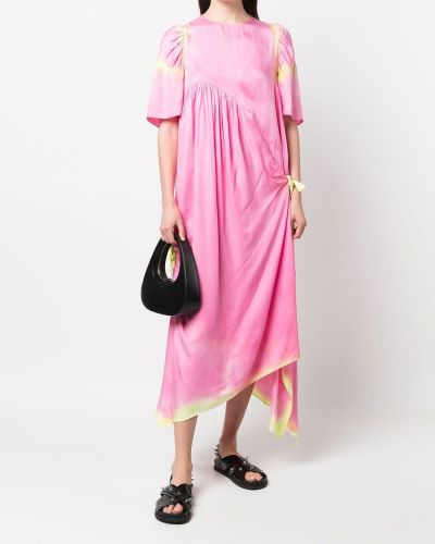 Różowa sukienka midi z nadrukiem Collina Strada