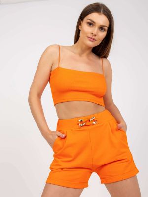 Kratke hlače z žepi Fashionhunters oranžna