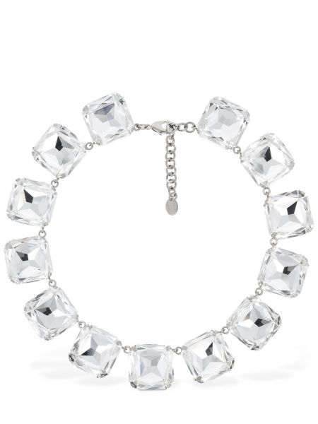 Ogrlica s kristali z vzorcem srca Moschino srebrna
